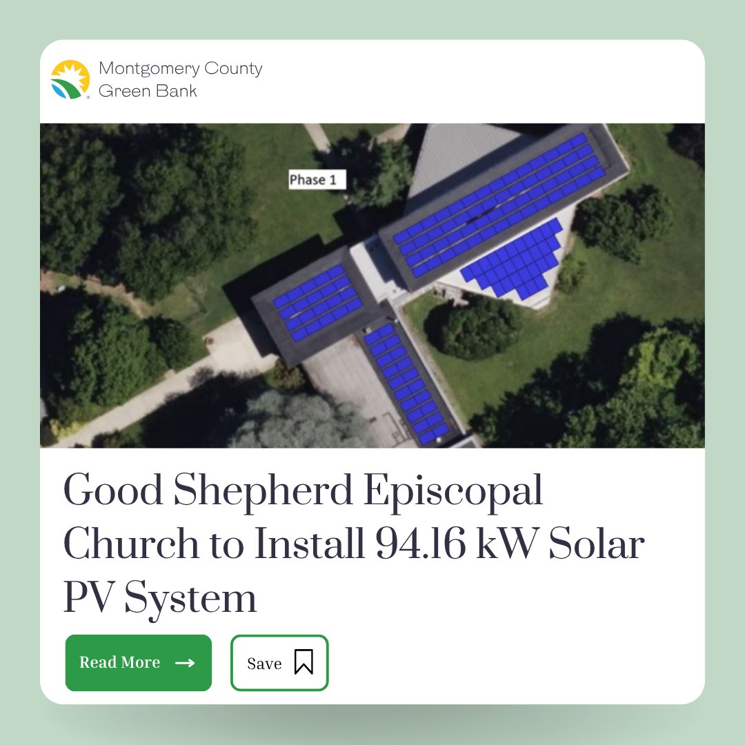 MCGreenBank's tweet image. ☀️ Good Shepherd Episcopal Church is going solar—and we’re proud to support it. This project is expected to avoid over 2.4 million kWh of utility energy use and save the church more than $220,000 on electricity bills over the next 25 years.
ow.ly/zo5c50WlMXA