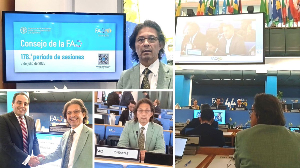 🇭🇳 Honduras regresa al Consejo de la FAO tras más de 25 años. 

Participamos en su 178.º período junto al nuevo Presidente independiente del Consejo, @MinaRisk, reafirmando el compromiso del Gobierno de la Presidenta <a href="/XiomaraCastroZ/">Xiomara Castro de Zelaya</a> con la lucha contra el hambre y a favor de la