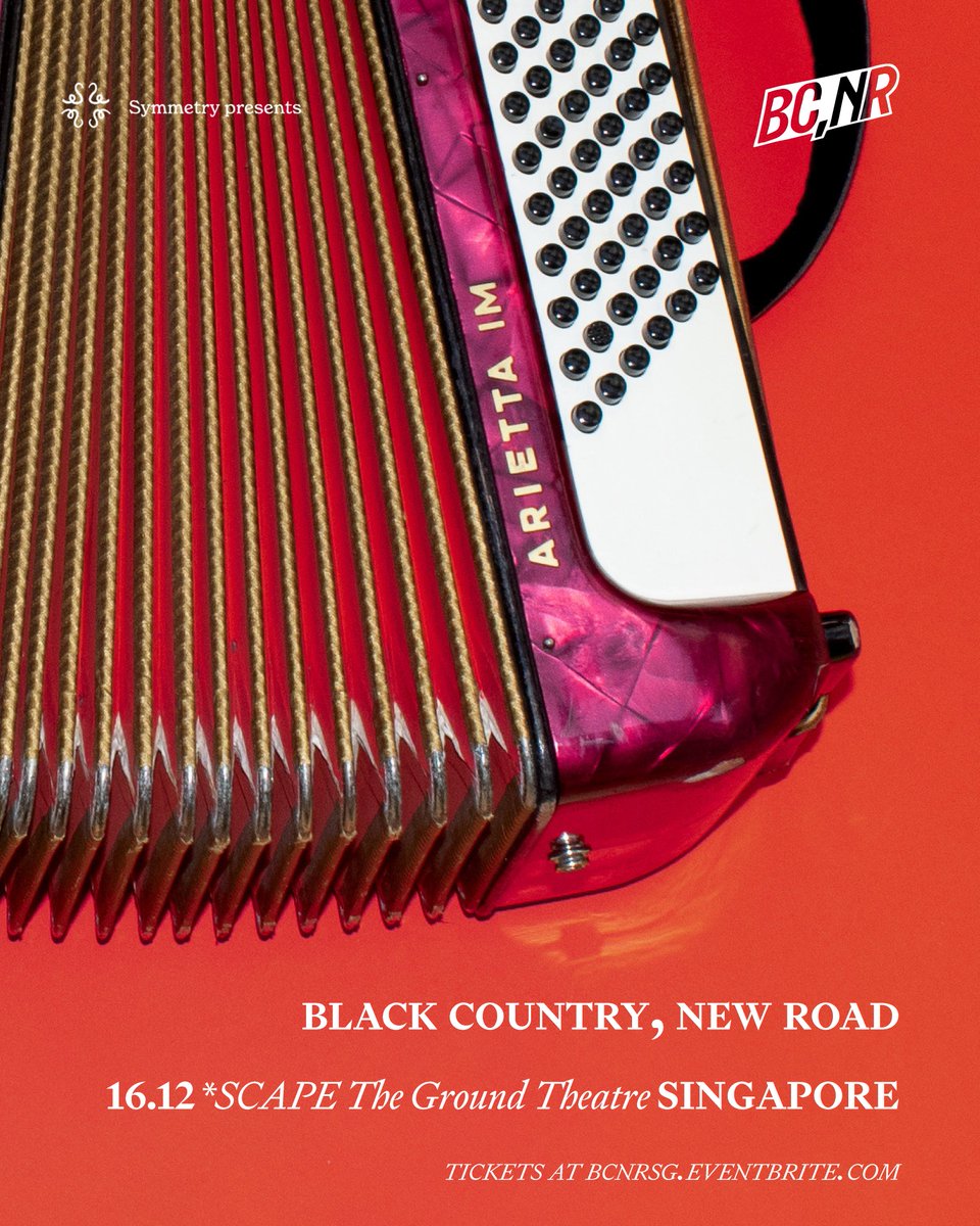 Symmetry is proud to present the highly requested Black Country, New Road, live in Singapore for the first time ever!

The 6-piece art-rock darlings will be gracing *SCAPE The Ground Theatre on 16 Dec.

Tickets drop on Thurs, 10 July, 12PM.

🎟️: bcnrsg.eventbrite.com