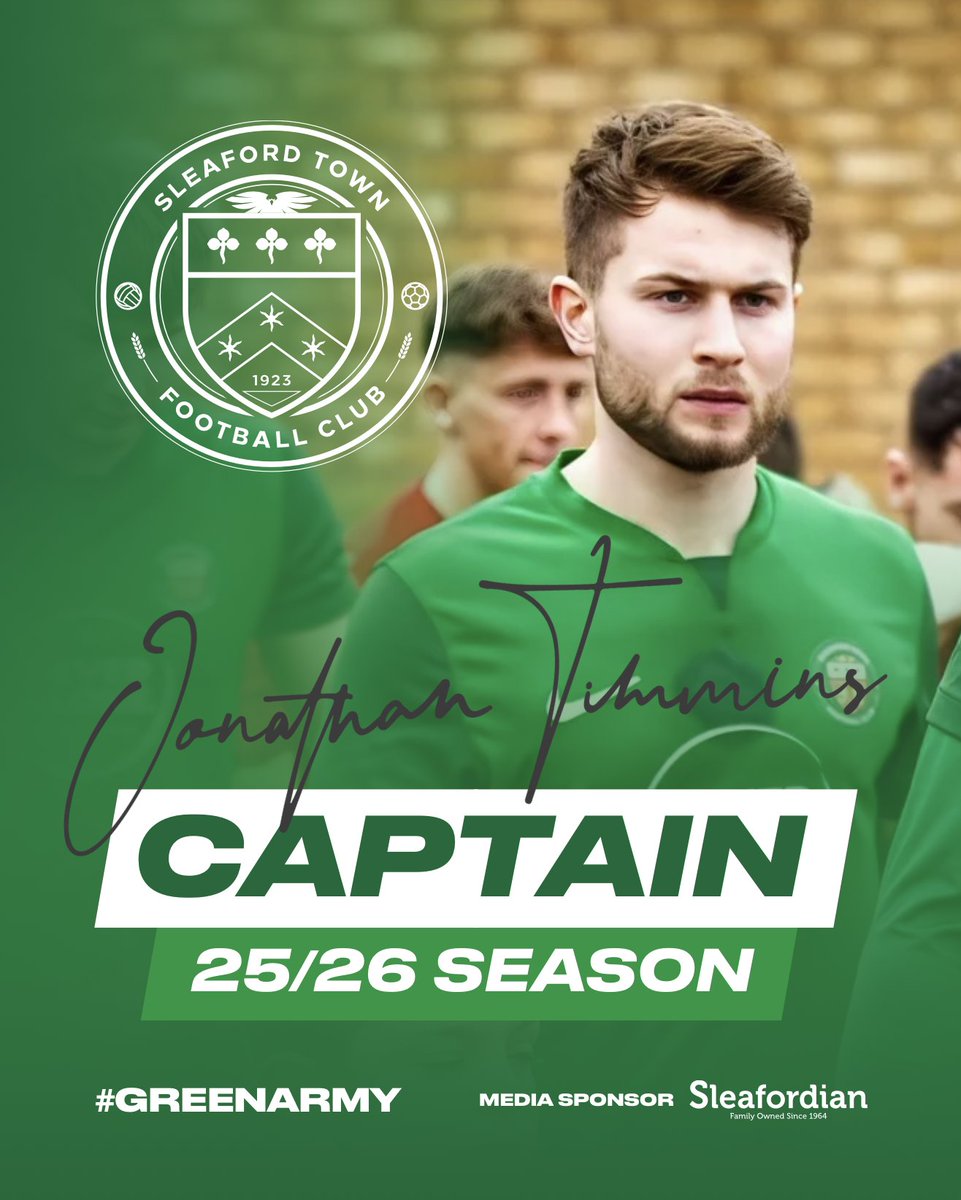 🟢 Club Announcement – 2025/26 Club Captain 🟢 

We are pleased to announce that Jonathan Timmins has been appointed as Club Captain for the 2025/26 season ⚽️

Congrats Jono! 👏💚

 #GreenArmy