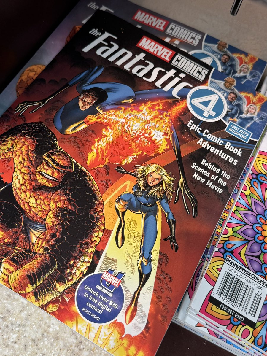 At the airport this morning and what do I spot?
The Worlds Greatest Comic Magazine (my favorite too) Fantastic Four! 
It’s a random collection of FF stories including a personal favorite - the first issue from the Waid / Wieringo run.

Always happy to see comics “in the wild”.
