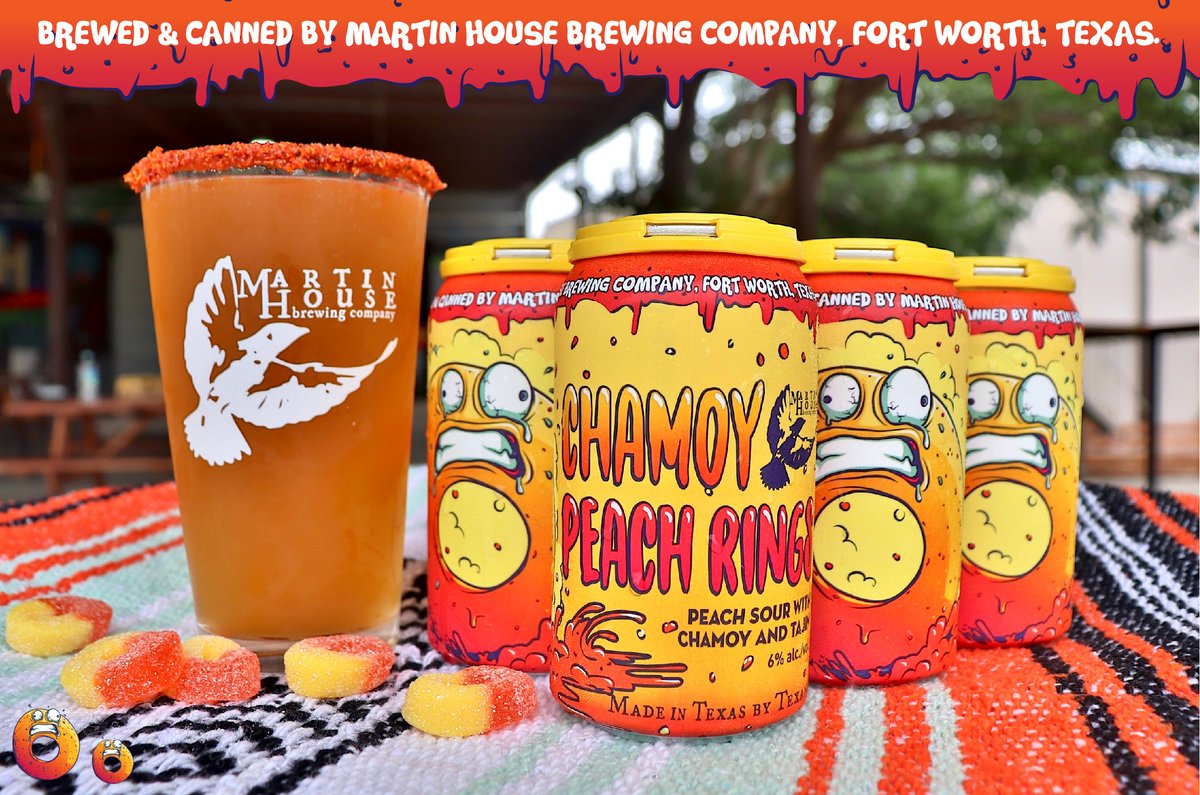 MartinHouseBrew's tweet image. Chamoy Peach Rings goes into distribution this week. 6pack, 6% peach sour with chamoy and tajin. If you enjoyed alotta mangonada or chamoy pickle beer, you will dig it. Check your fav retailer and ask for it if you don't see it. Cheers!