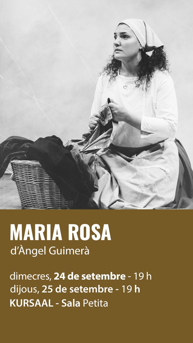 🎭El Grup de Teatre de l'ACR de Fals torna al Kursaal amb 'Maria Rosa' d'Àngel Guimerà.

Una de les peces teatrals més celebres d'Àngel Guimerà!

Dies 24 i 25 de setembre - 19 h
Kursaal - Sala Petita
🎟️tuit.cat/oNft2