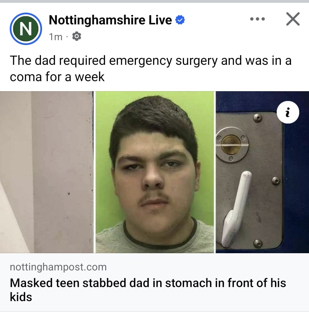 Dad tried to stop him stealing a bike, the fat CUNT cornered Dad in front of his kids, and stabbed him in the stomach. Dad nearly died, in a coma for week. Fat CUNT got 9 years will no doubt be out in far less than that. Wounding with intent....obviously to most attempt murder.
