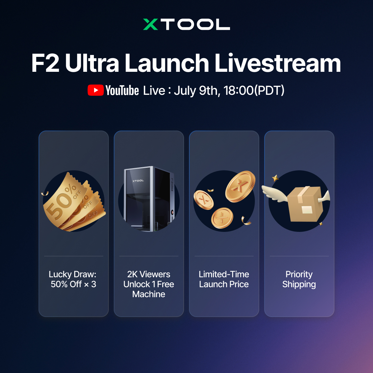 🚨 Last day to lock in your xTool F2 Ultra deal!
Just $50 secures launch price, giveaway entry, &amp; July shipping: social.xtool.com/4lb6cTh
🔥 Livestream on July 9 @ 6PM PDT — live demo &amp; big rewards: social.xtool.com/44ys5EZ