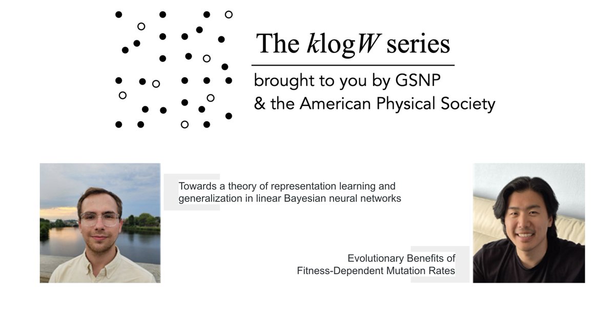 @ApsGsnp (@apsgsnp) on Twitter photo 📢July 8, 2025 | 12:00 PM ET
The APS DSNP klogW future Zoom Seminar series is pleased to present two exciting talks by student award winners: Jacob Zavatone-Veth and Andrew Pyo
<a href="/APSphysics/">American Physical Society</a> <a href="/ApsDbio/">APS Division of Biological Physics</a> 📢July 8, 2025 | 12:00 PM ET
The APS DSNP klogW future Zoom Seminar series is pleased to present two exciting talks by student award winners: Jacob Zavatone-Veth and Andrew Pyo
<a href="/APSphysics/">American Physical Society</a> <a href="/ApsDbio/">APS Division of Biological Physics</a>