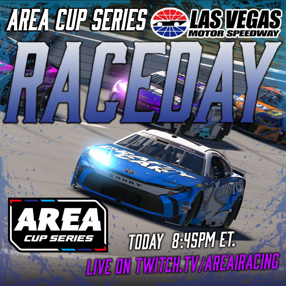⚪️ IT’S AREA CUP SERIES RACE DAY!

A ticket to the championship race is on the line tonight in Las Vegas 🎟️ Who will be the first driver in the #AREAPlayoffs to lock themselves into the Championship 4? 👀 

⏰ 8:45pm ET
📺 youtube.com/idkplayer