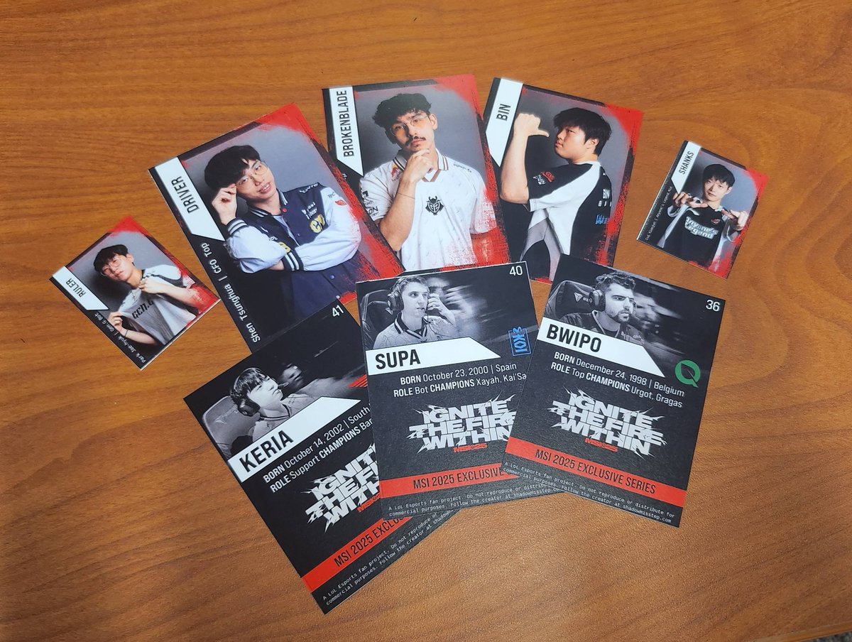 Misstep (@shadowmisstep) on Twitter photo #MSI2025 Freebies - <a href="/lolesports/">LoL Esports</a> trading cards!
I have three sets of every team in the main event and two sets of the mini cards to give to people. I'll be watching the games from the 7th to the 9th, but I'll be around for the rest of the week! Find the purple binder, I guess? #MSI2025 Freebies - <a href="/lolesports/">LoL Esports</a> trading cards!
I have three sets of every team in the main event and two sets of the mini cards to give to people. I'll be watching the games from the 7th to the 9th, but I'll be around for the rest of the week! Find the purple binder, I guess?