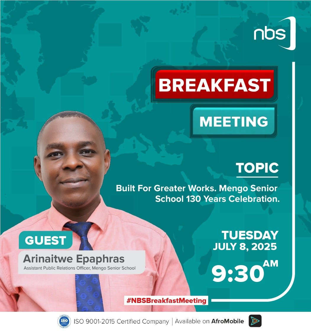 NBS Television (@nbstv) on Twitter photo Mengo Senior School celebrates 130 years of shaping Uganda's future leaders!
Join us tomorrow at 9:30 AM on the #NBSBreakfastMeeting as we host Arinaitwe Ephaphras, Assistant PR Officer at <a href="/Mengo_School/">Mengo Senior School</a>, to share more about the 130 years of excellence celebrations. Mengo Senior School celebrates 130 years of shaping Uganda's future leaders!
Join us tomorrow at 9:30 AM on the #NBSBreakfastMeeting as we host Arinaitwe Ephaphras, Assistant PR Officer at <a href="/Mengo_School/">Mengo Senior School</a>, to share more about the 130 years of excellence celebrations.