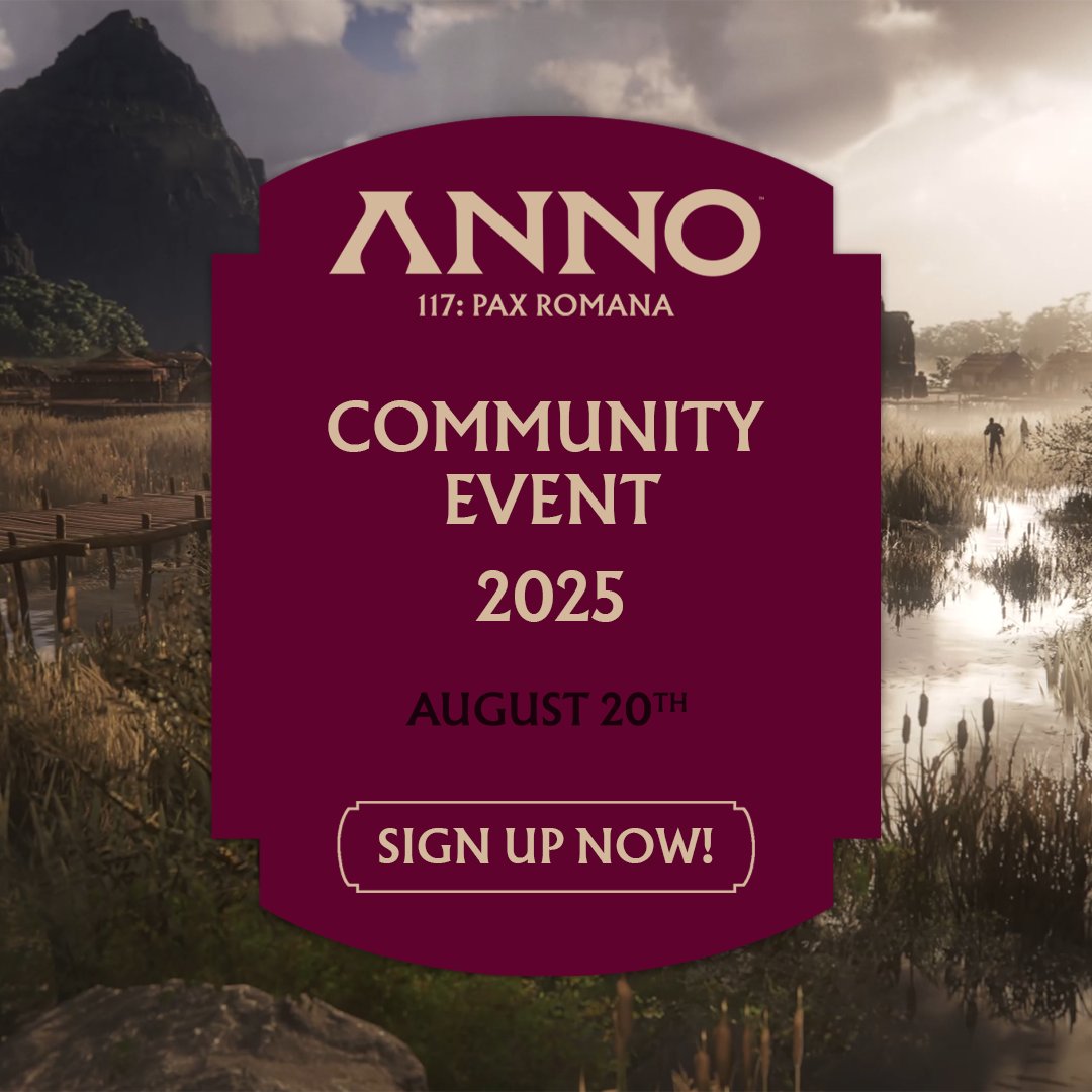 ANNO_EN's tweet image. Gamescom 2025 and our Anno Community Event are drawing closer!
Today, we open registrations for the event on August 20th. Please follow the link below to sign up, participants will be (like last year) randomly selected. ubi.li/DNwmt