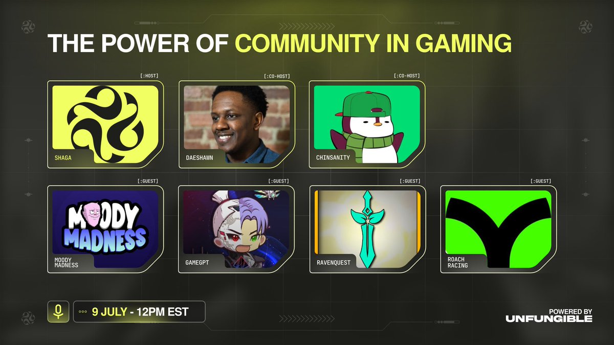 Shaga โ๏ธ๐ฎ | World's First Twitch L2 (@playonshaga) on Twitter photo The Power of Community in Gaming ๐ฎ
Join us on July 9th to explore how gaming brings people together across the globe, and how Shaga's P2P2 network creates a new kind of gaming community where everyone benefits.
๐๏ธ: <a href="/DaeshawnBallard/">Daeshawn.sol | Shaga.xyz</a>
Set your reminder! โฌ๏ธ The Power of Community in Gaming ๐ฎ
Join us on July 9th to explore how gaming brings people together across the globe, and how Shaga's P2P2 network creates a new kind of gaming community where everyone benefits.
๐๏ธ: <a href="/DaeshawnBallard/">Daeshawn.sol | Shaga.xyz</a>
Set your reminder! โฌ๏ธ