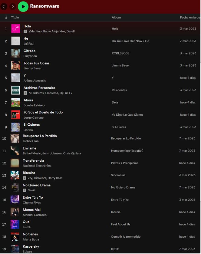 Si el ransomware fuera una lista de Spotify... 🎧💀