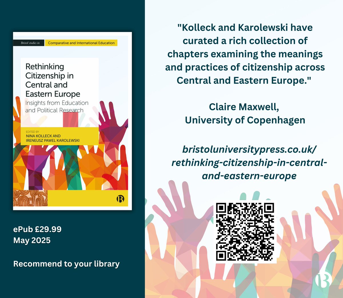 Bristol Uni Press (@brisunipress) on Twitter photo This book explores the diverse landscape of citizenship practices in Central and Eastern Europe, an area often overlooked in research.
<a href="/VergerAntoni/">Toni Verger</a> <a href="/maxwell_claire/">Claire Maxwell</a> <a href="/MiriYeminiGroup/">Miri Yemini 🌏</a> <a href="/noahsobe/">Noah Sobe</a> <a href="/NinaKolleck/">Nina Kolleck</a> <a href="/p_ireneusz/">Ireneusz P. Karolewski</a>
ow.ly/AQ3t50W3ams This book explores the diverse landscape of citizenship practices in Central and Eastern Europe, an area often overlooked in research.
<a href="/VergerAntoni/">Toni Verger</a> <a href="/maxwell_claire/">Claire Maxwell</a> <a href="/MiriYeminiGroup/">Miri Yemini 🌏</a> <a href="/noahsobe/">Noah Sobe</a> <a href="/NinaKolleck/">Nina Kolleck</a> <a href="/p_ireneusz/">Ireneusz P. Karolewski</a>
ow.ly/AQ3t50W3ams