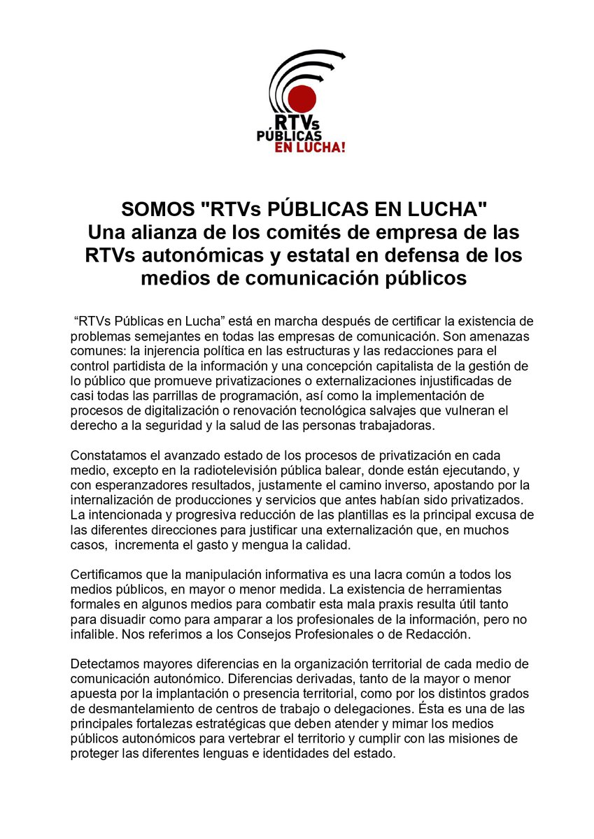 rtvpublicalucha's tweet photo. 💥Estrenamos redes! 
📡RTVs Públicas en Lucha es la alianza de comités de empresa de medios públicos de todo el estado, creada en marzo de 2025.
🔎Lee aquí el comunicado de presentación en todas las lenguas oficiales del estado: https://t.co/SanjABZ7Nh https://t.co/pxkKHFaESP