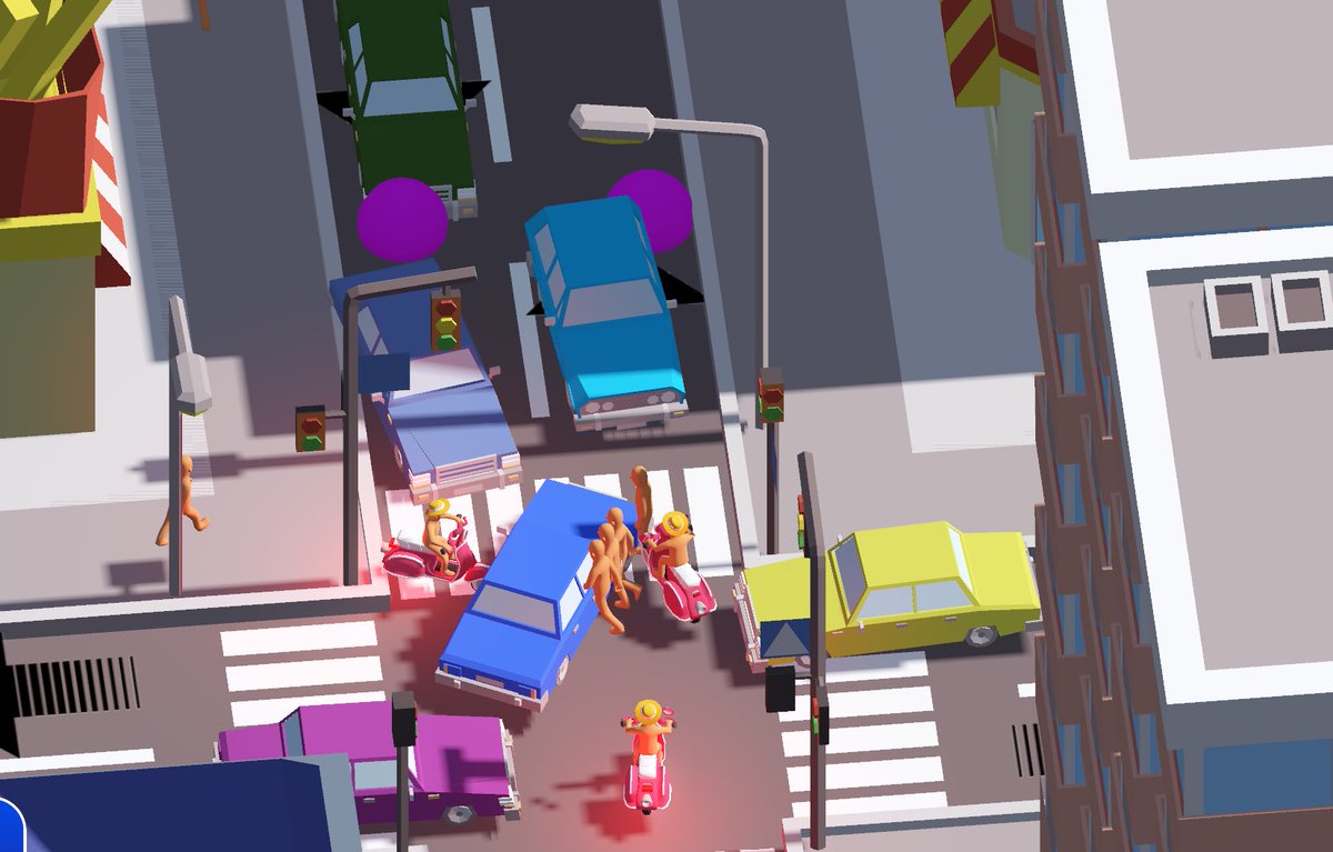 guayacanstudio's tweet photo. First traffic jam in our game, including pedestrians :D https://t.co/mcmBHRhODI