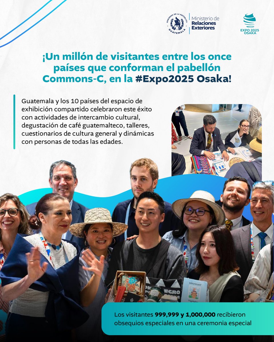 🎉 ¡Un millón de visitantes entre los once países que conforman el pabellón Commons-C, en la #Expo2025 Osaka! 🎉