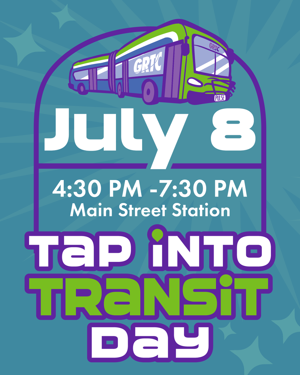 VirginiaDRPT's tweet image. Will you be joining GRTC for TAP into Transit Day tomorrow? 👀 #GRTC #TapintoTransit

📍 Main Street Station, Richmond, Virginia
📆 Tuesday, July 8, 2025
⏰ 4:30 PM
