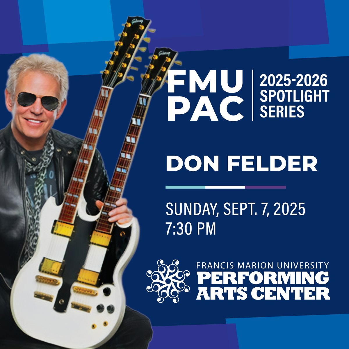 Rock and Roll Hall of Famer Don Felder takes the stage in just two months! Known for co-writing “Hotel California” and his legendary run with the Eagles, Felder brings a night of iconic music to the PAC. Don’t miss it, get your tickets now: fmupac.org/event/don-feld… 🎸