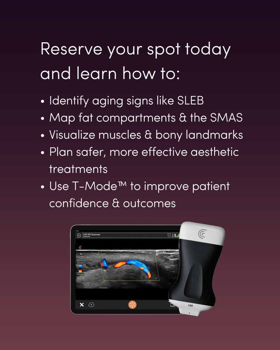 Want to improve diagnostic confidence + safety in facial aesthetics?
🎓 Join Dr. Karina Ravera to explore facial anatomy with ultrasound. 
 🗓️ English: July 29 | Spanish: July 22
 🔗 Register here: bit.ly/Webinar-Facial…
 #AestheticMedicine