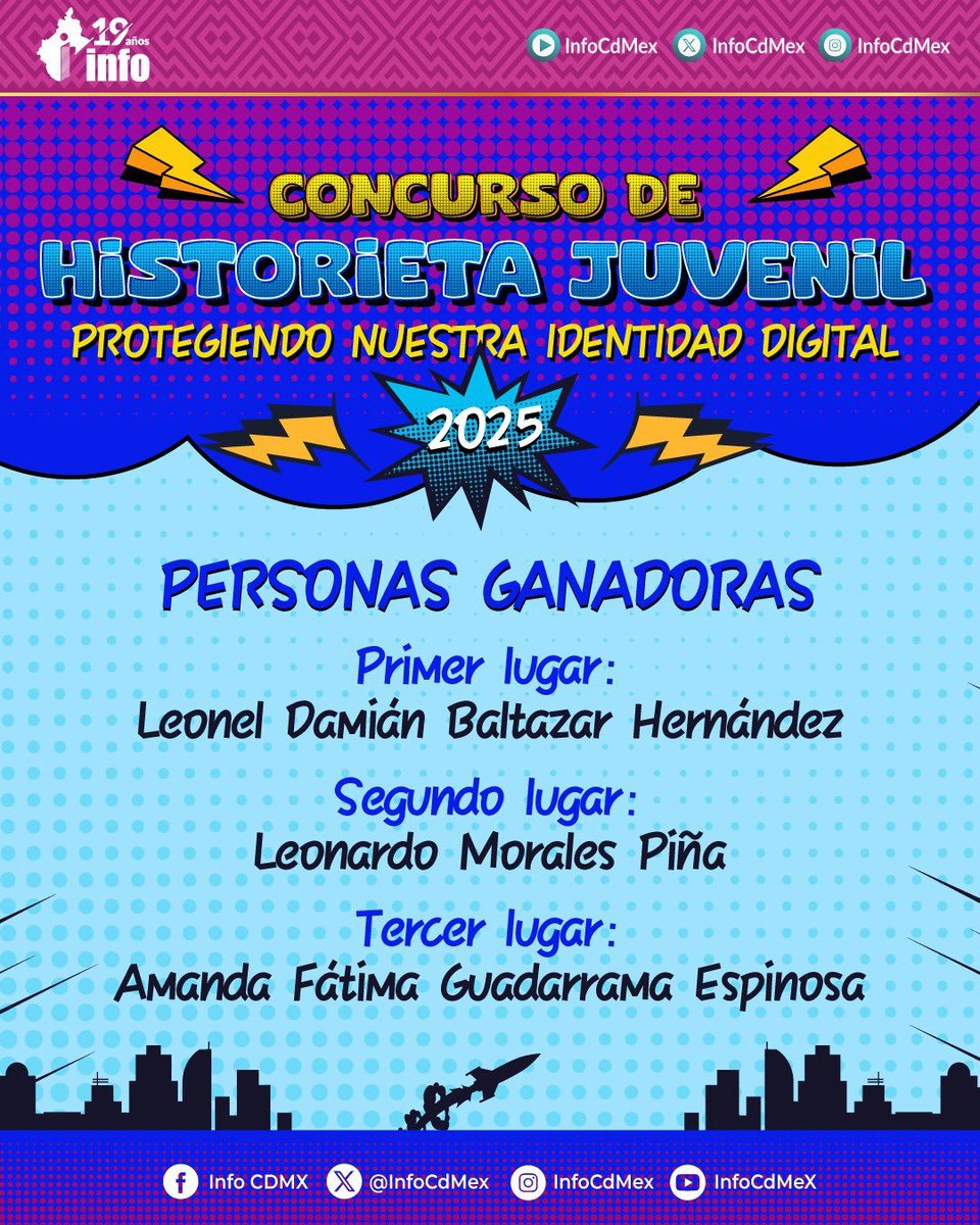 🎉 Ya pueden conocer a las niñas, niños y juventudes ganadoras de los concursos “Ilustrando la Transparencia y la Privacidad 2025” y “Protegiendo nuestra Identidad Digital 2025”.

¡Creatividad y derechos en acción! 👾🎨🏆