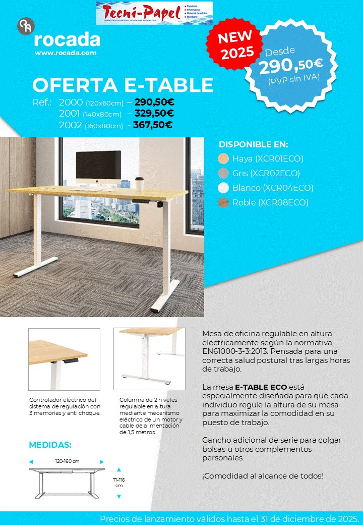 La mesa E-TABLE ECO está especialmente diseñada para que cada persona regule eléctricamente  la altura de su mesa para maximizar la comodidad en su puesto de trabajo.