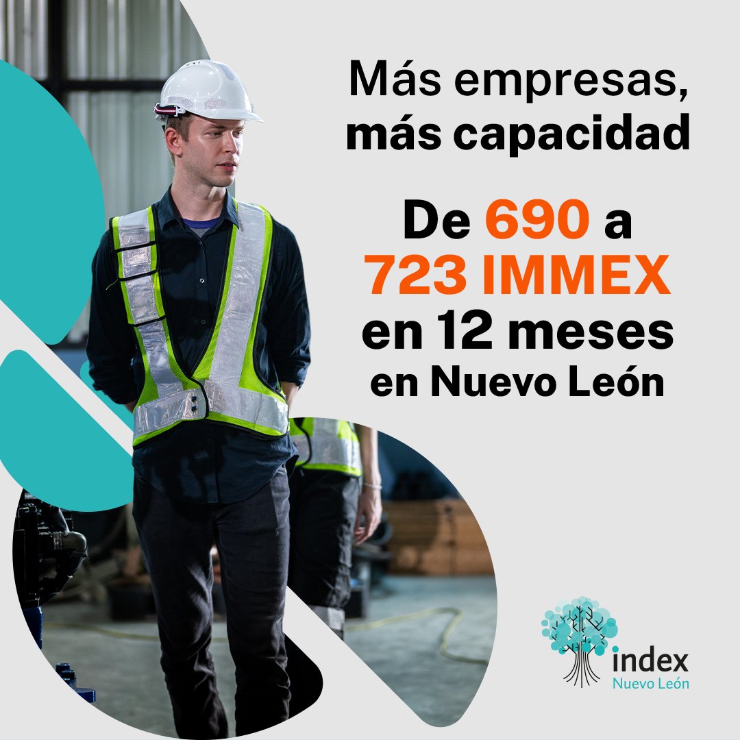 Nuevo León suma 39 nuevos establecimientos IMMEX manufactureros en un año, obteniendo un crecimiento de 4,8% tan solo en Nuevo León.
Cada uno representa más inversión y más valor agregado para nuestra región.
*Datos mensuales publicados en INEGI a nivel  nacional y/o estatal.