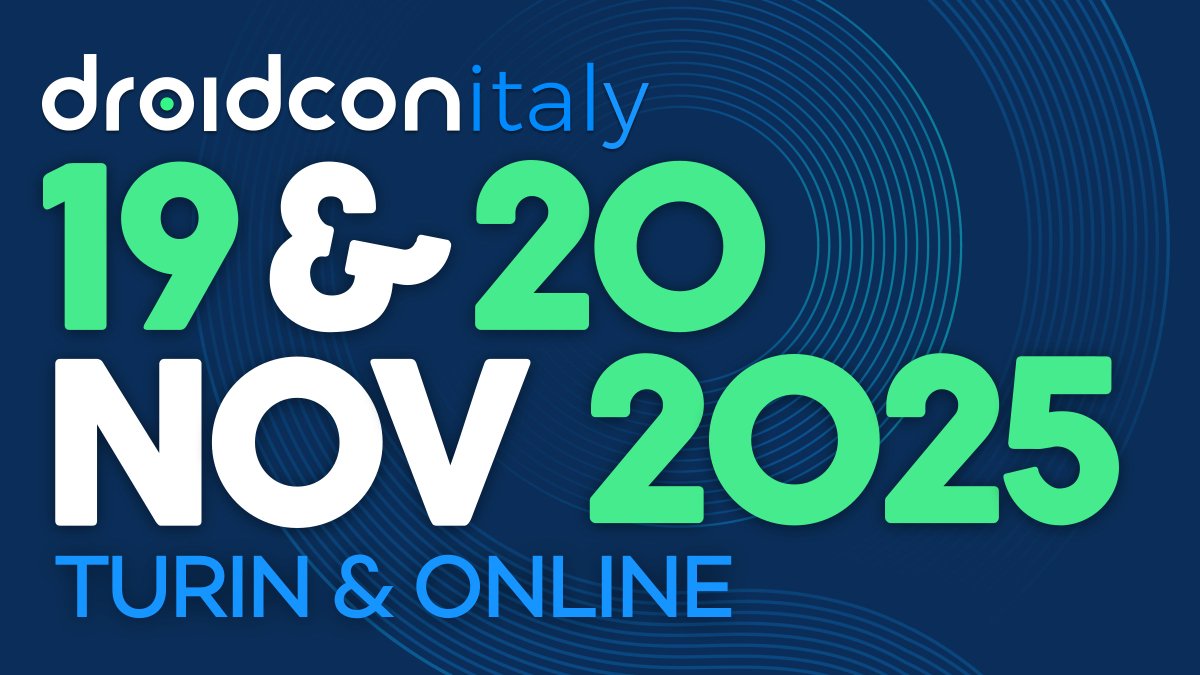 Droidconit's tweet image. 📣 Have you saved the date yet?
🗓️ November 19 & 20, 2025
📍 Turin, Italy 🇮🇹
Two full days to connect with the Android community, learn from industry leaders, and get inspired by real-world case studies and cutting-edge tech.
🎙️Want to speak? Our Call for Papers is still open!…