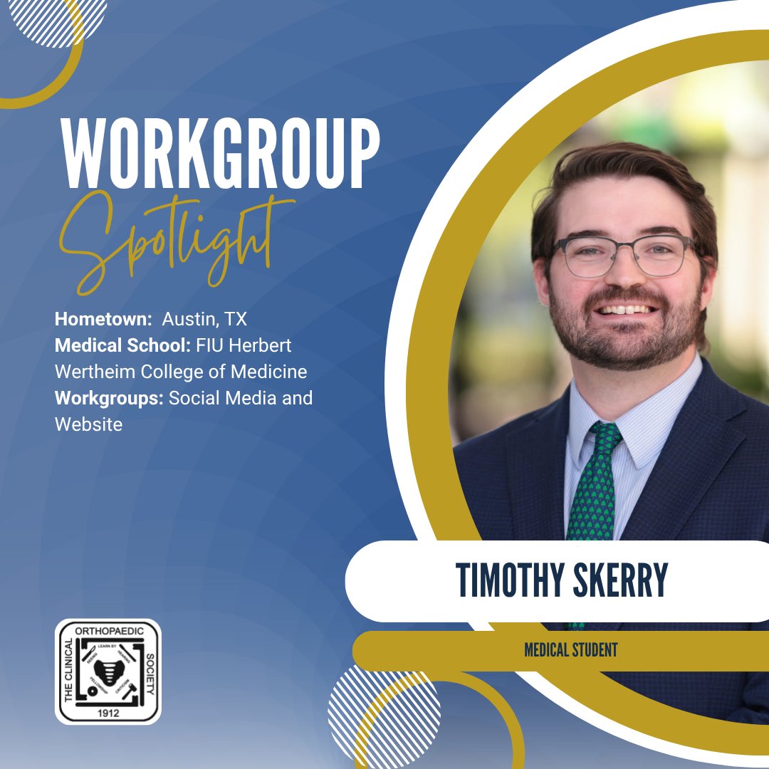 ClinicalOrtho1's tweet image. Medical student Timothy Skerry shares how the Clinical Orthopedic Society has supported his growth—not just through research opportunities, but by offering leadership roles, networking, hands-on workshops, and more.
@FIU @FIUMedicine
#FutureOrtho #COS2025 #OrthopedicSociety