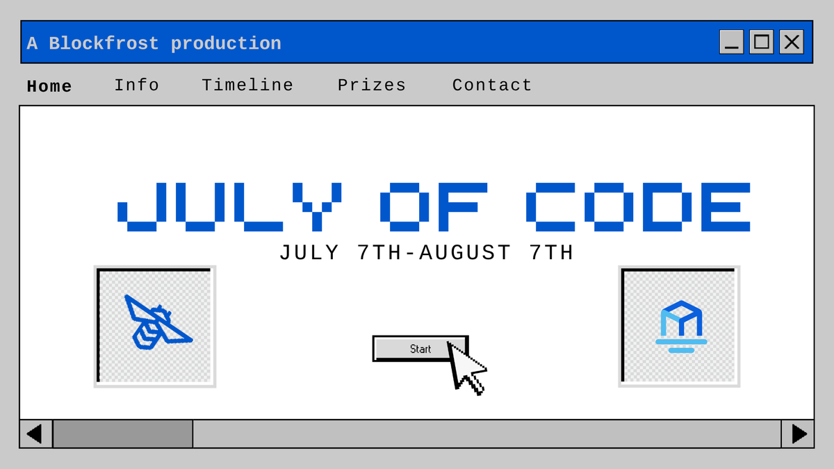 blockfrost_io's tweet image. You could take July off,
or you could spend the month building something new.
Welcome to July of Code 2025 🌞
