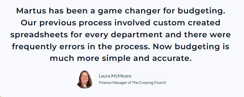 Streamlining Budgets: A Martus Success Story from The Crossing Church 

The Crossing Church transformed budgeting and forecasting with Martus, achieving 2x faster decisions, $25k savings, and empowering departments with real-time insights.

hubs.li/Q03w3hTl0