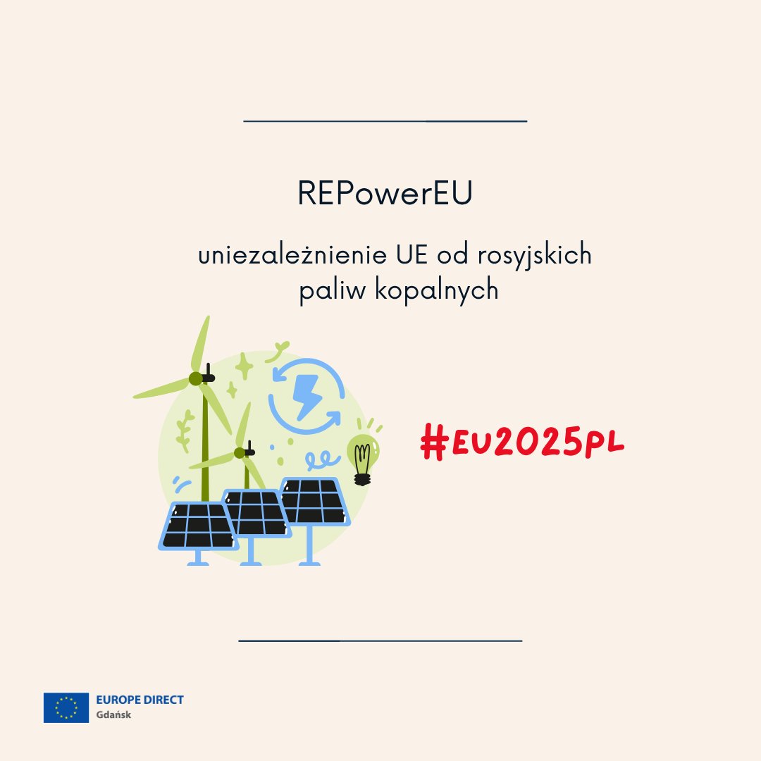 EDGdansk's tweet image. Plan REPowerEU
Polska prezydencja wywalczyła konkretny harmonogram pełnego odejścia UE od rosyjskiej energii.
🛑 Od 2025 r. – koniec nowych kontraktów.
🛑 Do 2027 r. – rozwiązanie wszystkich dotychczasowych umów.
To strategiczny krok ku energetycznej suwerenności Europy.