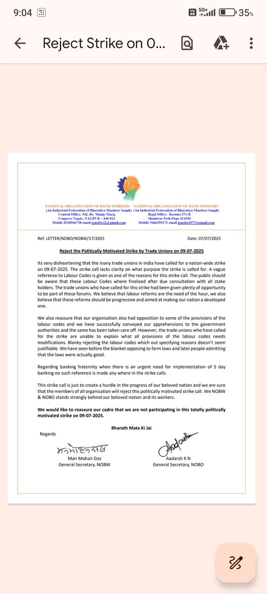 *REJET STRIKE*

 *Without 5DaysBanking No Strike*. 

<a href="/Khurpench_/">खुरपेंच Satire</a> <a href="/alashshukla/">Alankrit Shukla</a> <a href="/boioo_boi/">BOI Officers' Organisation (BOIOO-NOBO)</a>