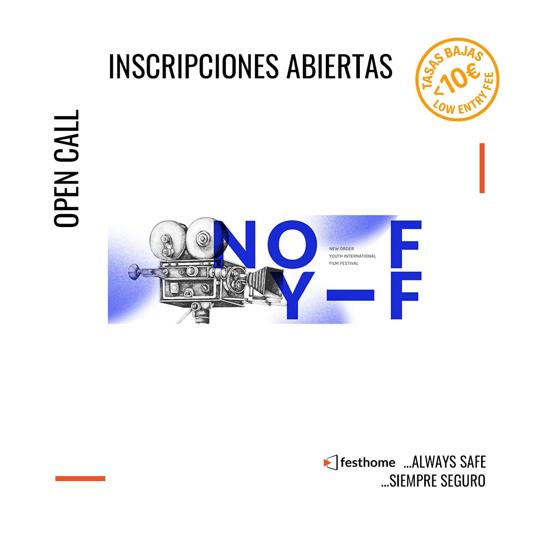 2º New Order Youth International Film Festival
@neworderiff

📩 festhome.com/festival/noyiff

#callforentries #opencall #filmfestival #film #festival #corto #shortfilm #submissions #inscripciones #festivaldecine
