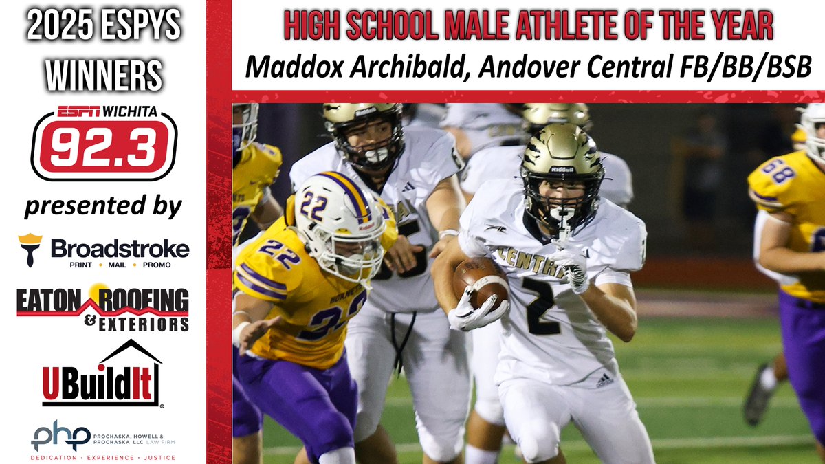 ESPN Wichita 92.3 (@espnwichita) on Twitter photo The 2025 Honorary ESPY for High School Male Athlete of the Year goes to <a href="/MaddoxArchi2/">Maddox Archibald</a> of <a href="/ACJaguarFB/">AC Jaguar Football</a>! The 2025 Honorary ESPY for High School Male Athlete of the Year goes to <a href="/MaddoxArchi2/">Maddox Archibald</a> of <a href="/ACJaguarFB/">AC Jaguar Football</a>!