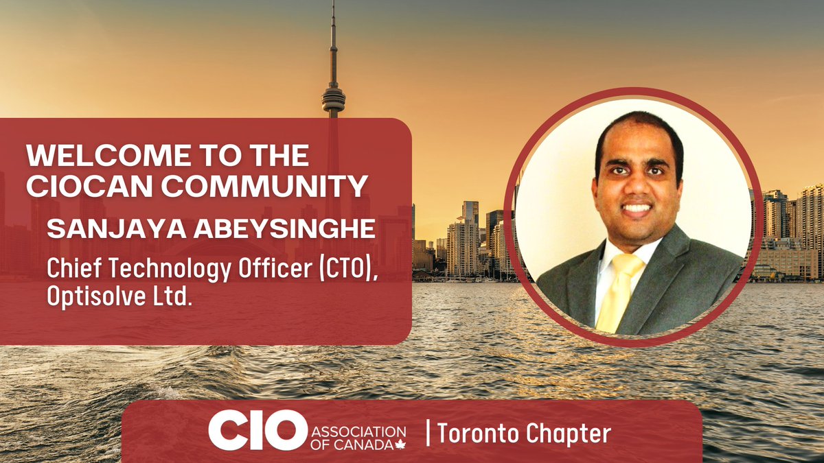 Welcome to the CIO Association of Canada, new Toronto Chapter member, Sanjaya Abeysinghe!

Sanjaya is the Chief Technology Officer (CTO) at Optisolve Ltd.

#CIOCANNewMembers #ITLeadership