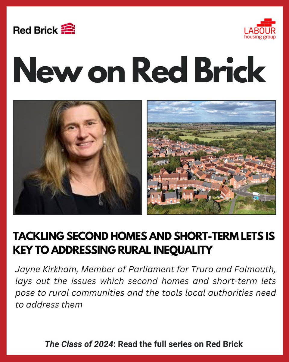 LabourHousing's tweet image. "The fight back to restore balance to second homes and short-term holiday-lets has begun."
@JayneKirkham4 on the issues that second homes and short-term lets pose to rural communities @redbrickblog
redbrickblog.co.uk/2025/07/class-…