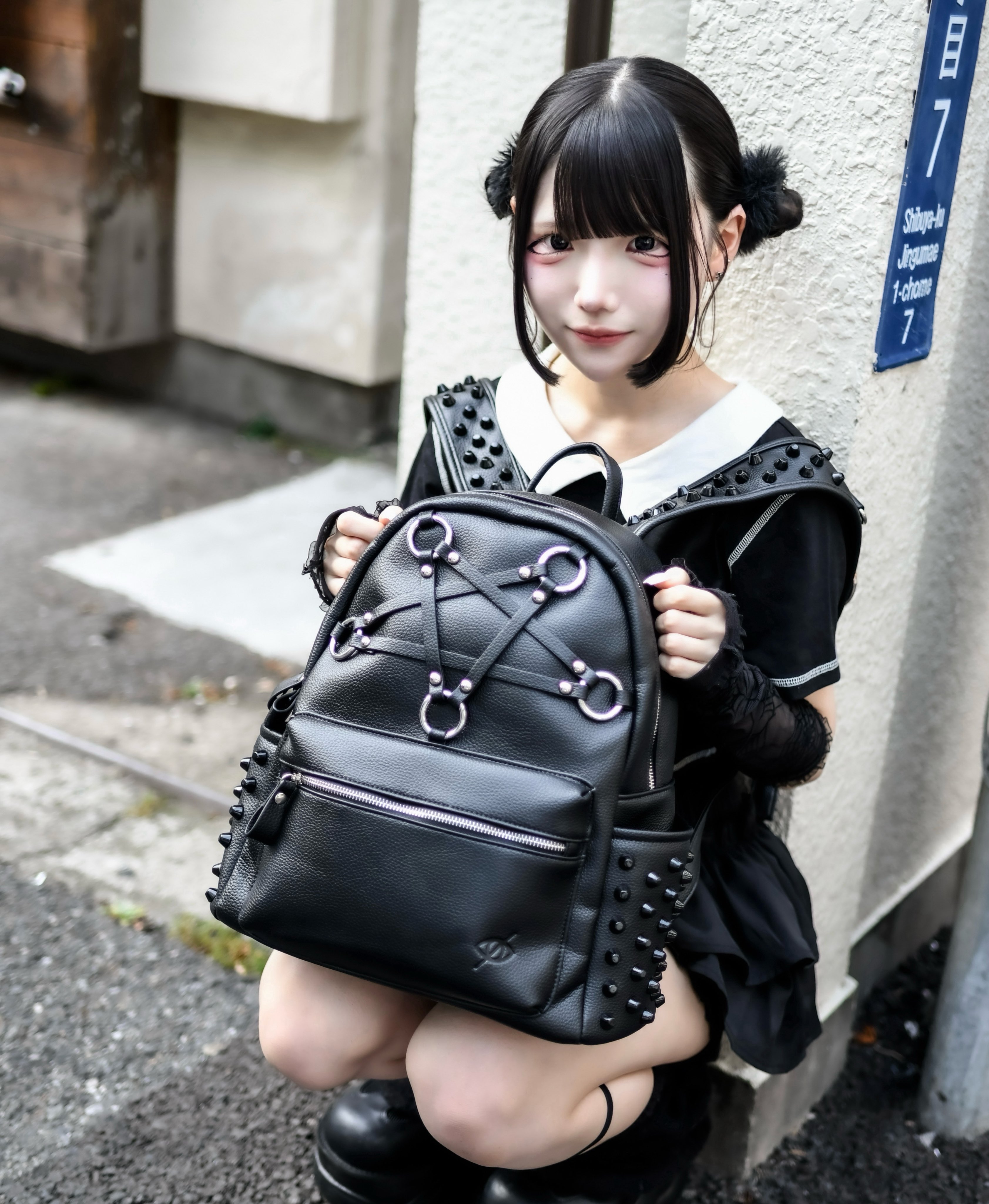 KRY kry ケリー ブラックリュック ブラックスタッズ BACKPACK」 | KRY clothing