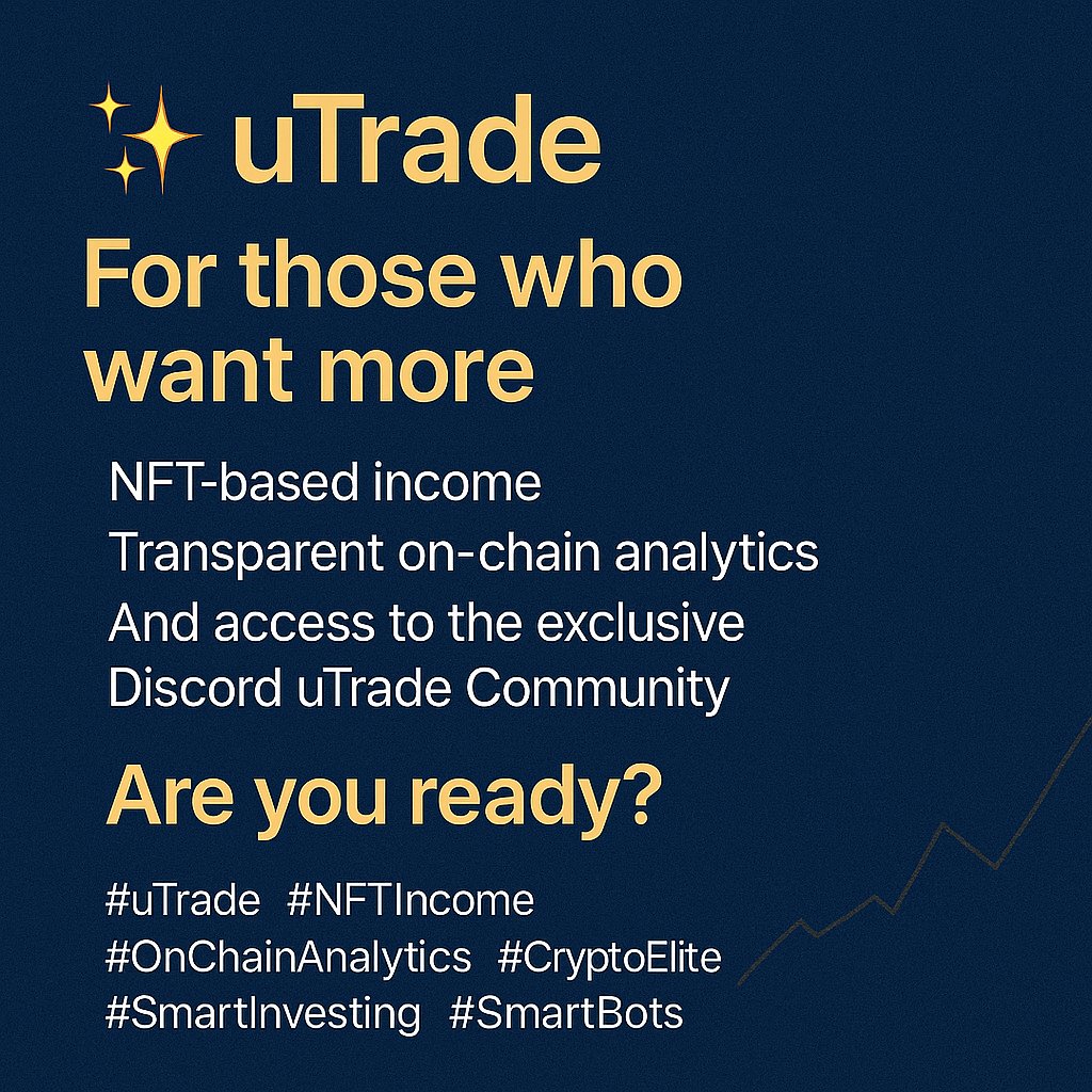 uTradetoken's tweet photo. โจ uTrade โ For those who want more.
NFT-based income, transparent on-chain analytics,
and access to the exclusive Discord uTrade Community.
Are you ready?
#uTrade #NFTIncome #OnChainAnalytics
#uTrade #CryptoElite #SmartInvesting https://t.co/0KezLZp99t