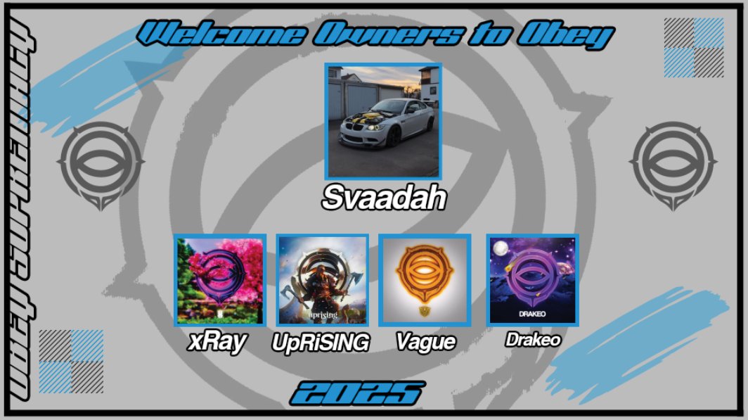 Obey Supremacy (@obeysupremacyhq) on Twitter photo Introducing Obey Supremacy's ownership team of 2025
<a href="/Svaadah/">Svaadah</a>
<a href="/xRayzvision/">xRay</a>
<a href="/ItsTheUpRiSING/">Obey UpRiSING</a>
@VaguePSD
<a href="/DrakeoHD/">Sky ππ«ππ€ππ¨</a>
Welcome to Obey Supremacy 2025!
#ObeyUs Introducing Obey Supremacy's ownership team of 2025
<a href="/Svaadah/">Svaadah</a>
<a href="/xRayzvision/">xRay</a>
<a href="/ItsTheUpRiSING/">Obey UpRiSING</a>
@VaguePSD
<a href="/DrakeoHD/">Sky ππ«ππ€ππ¨</a>
Welcome to Obey Supremacy 2025!
#ObeyUs