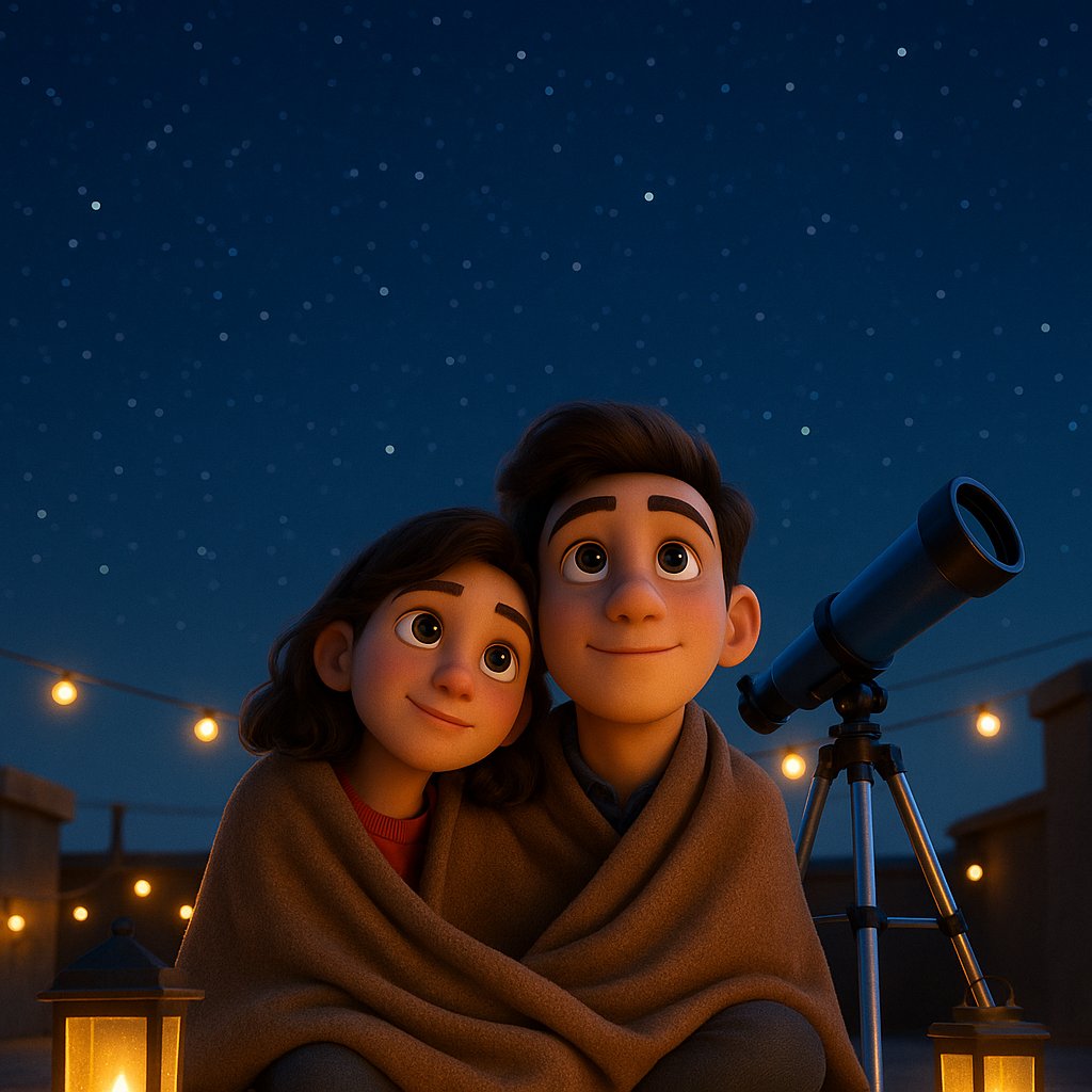 yogi_art_AI's tweet image. ✨ Wrapped in warmth and wonder 💫
Just two dreamers under a blanket of stars, chasing galaxies and quiet moments.
#RooftopRomance #StargazingVibes #PixarStyleLove #CozyNights #TelescopeDreams #CoupleGoals #3DArt #LoveInTheStars #NightSkyMagic #DigitalLoveScene