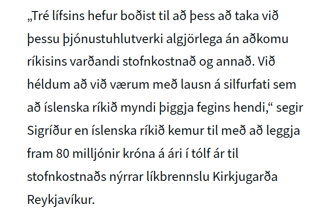 Þarf ríkið að gera allt, þ.m.t. verja um milljarði í að stofna líkbrennslu? Svarið er greinilega já.