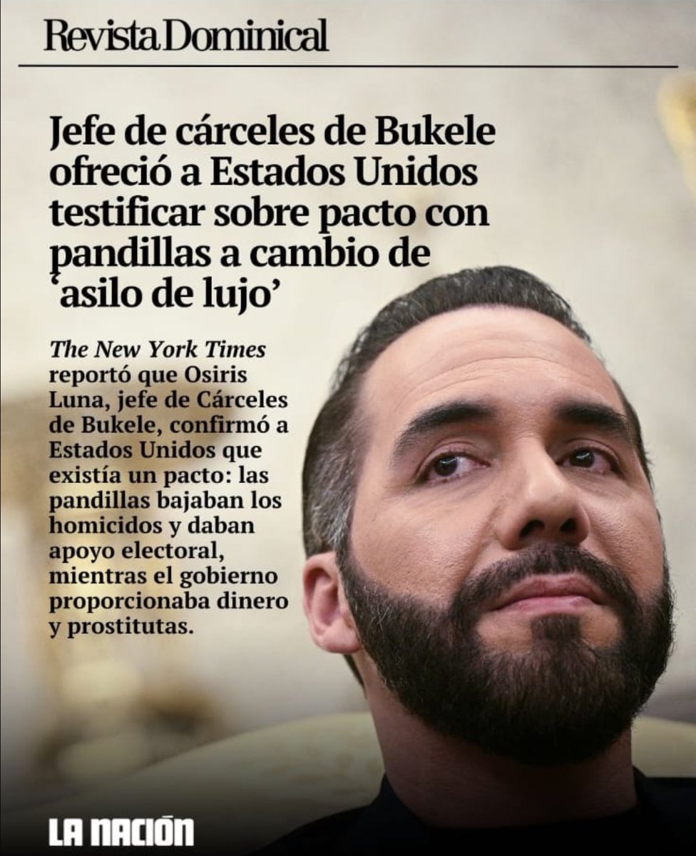 BotCheckerCL's tweet image. La caída de Bukele.
Osiris Luna, Jefe de cárceles de El Salvador y mano derecha de Nayib, confirma lo que era un secreto a voces:  Bukele es un corrupto que negoció con los líderes de las pandillas para reducir el número de homicidios y apoyarlo electoralmente a cambio de dinero,…
