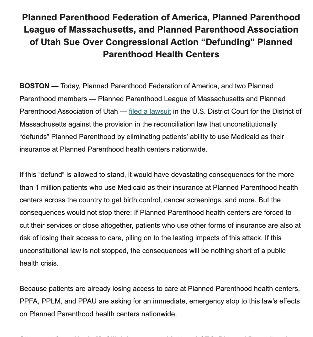 The One Big Beautiful Bill lawsuits are already underway — Planned Parenthood is suing over the reconciliation bill's provision preventing clinics that provide abortions from accepting Medicaid for other services
