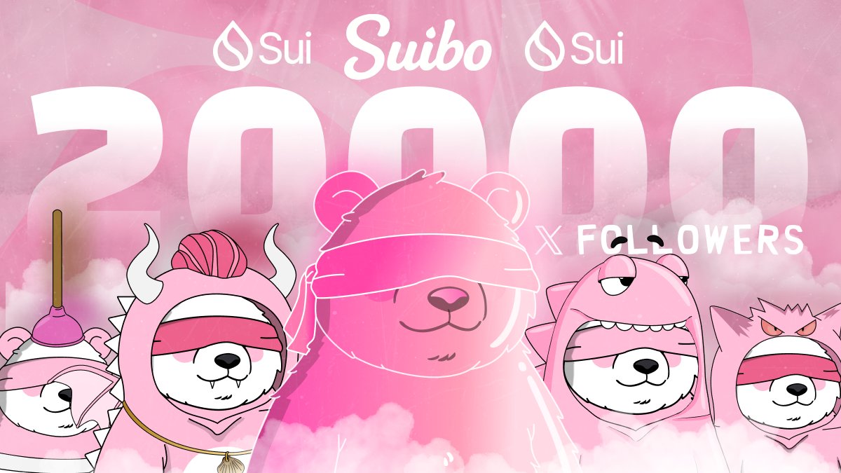 20,000 Follower Milestone 🏆

To Celebrate, WIN x20 Suibo Whitelist 🪂
+ BONUS $100 $SUI, Ends in 24 HR ⏳

🗓️ Mint Live on Friday 11th, 1PM UTC 

To Enter rt, Tag 2 Friends &amp; Drop Wallet 👇