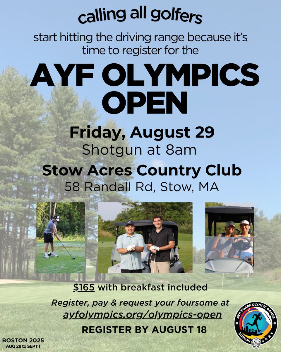 AYFolympics's tweet photo. ATHLETICS ANNOUNCEMENT🚨‼️ AYF Olympics Open ⛳️ details listed in flyer. Visit https://t.co/DUngcWKHaK and register by August 18th. https://t.co/UfAuD0MRvd