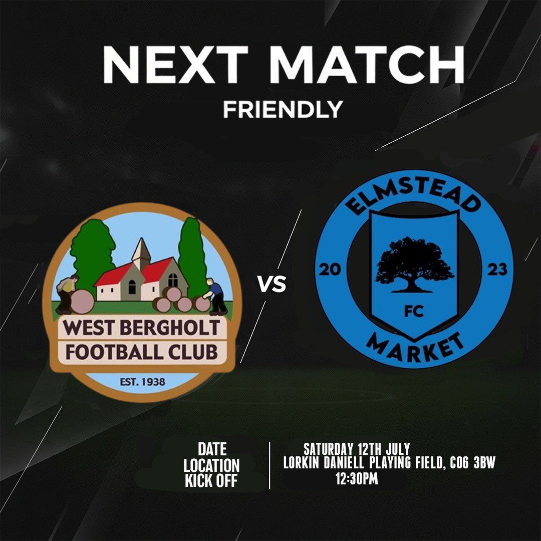 Elmstead_Market's tweet image. This week!
The first team have a busy week facing Tendring and @WestBergholtFc first 馃枻
Our reserves also face Bergholt reserves this Saturday
Good luck lads
#emfc #coye #football #nonleague #oneclub