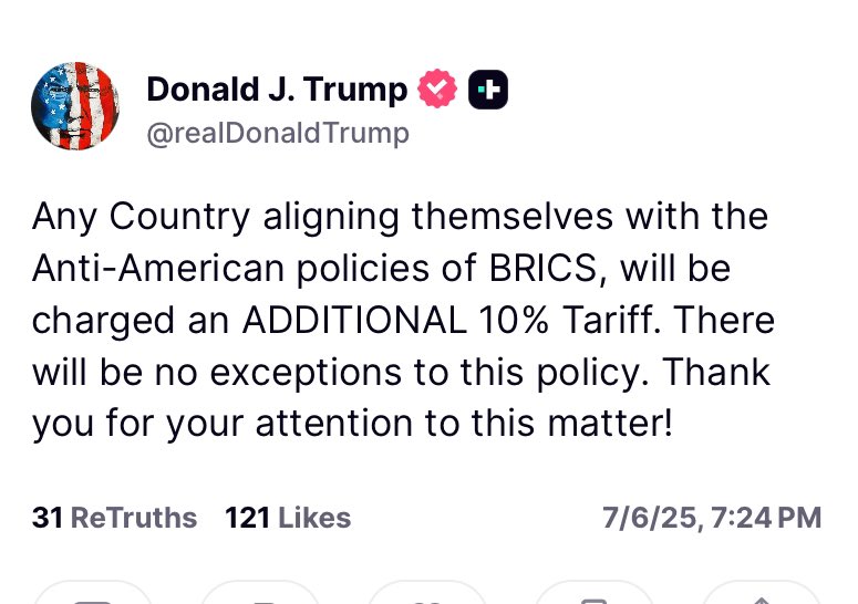 Trump amenaza con imponer sanciones a cualquier país que se asocie con los BRICS. Parece que el presidente norteamericano no ha entendido que el mundo está moviéndose hacia un futuro más colaborativo. El tiempo del garrote y la zanahoria de los EE. UU. representa el pasado.