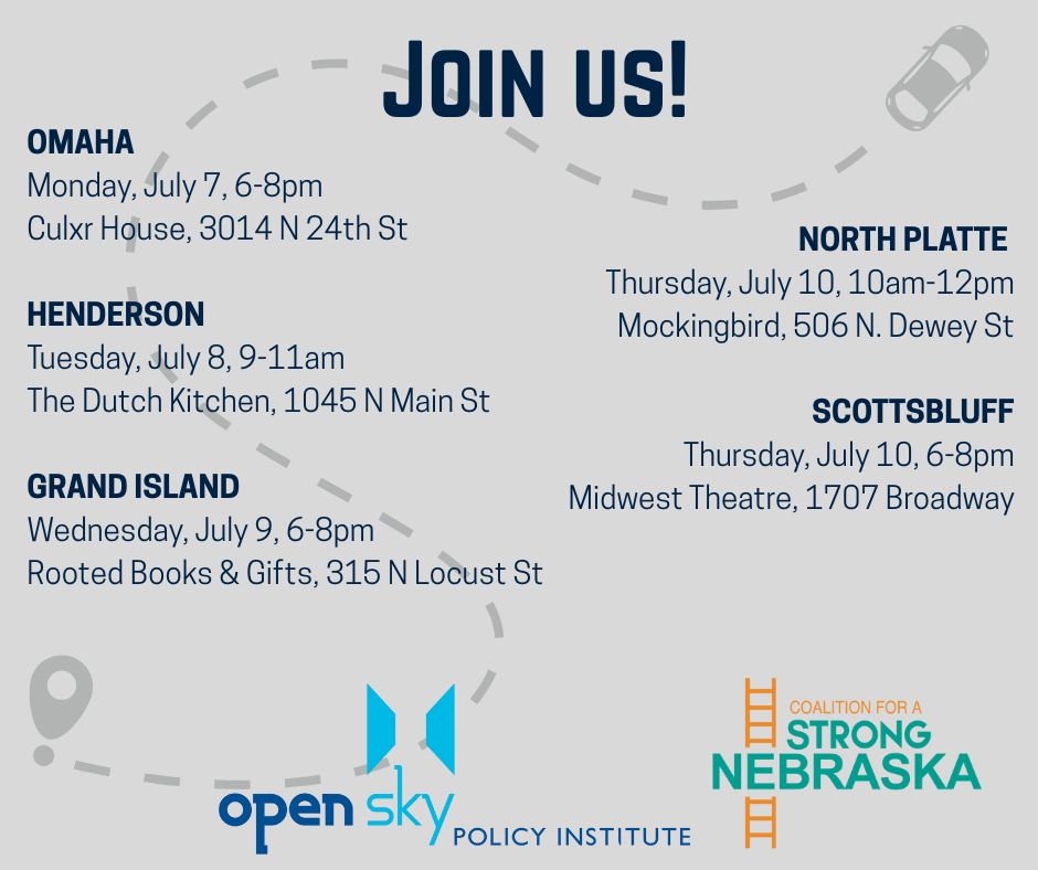 OpenSky_Policy's tweet image. Don't forget, our listening sessions with Coalition for a Strong Nebraska start tonight! Join us in Omaha at Culxr House and let us know your thoughts! RSVP here: ow.ly/QIbh50WlL39
