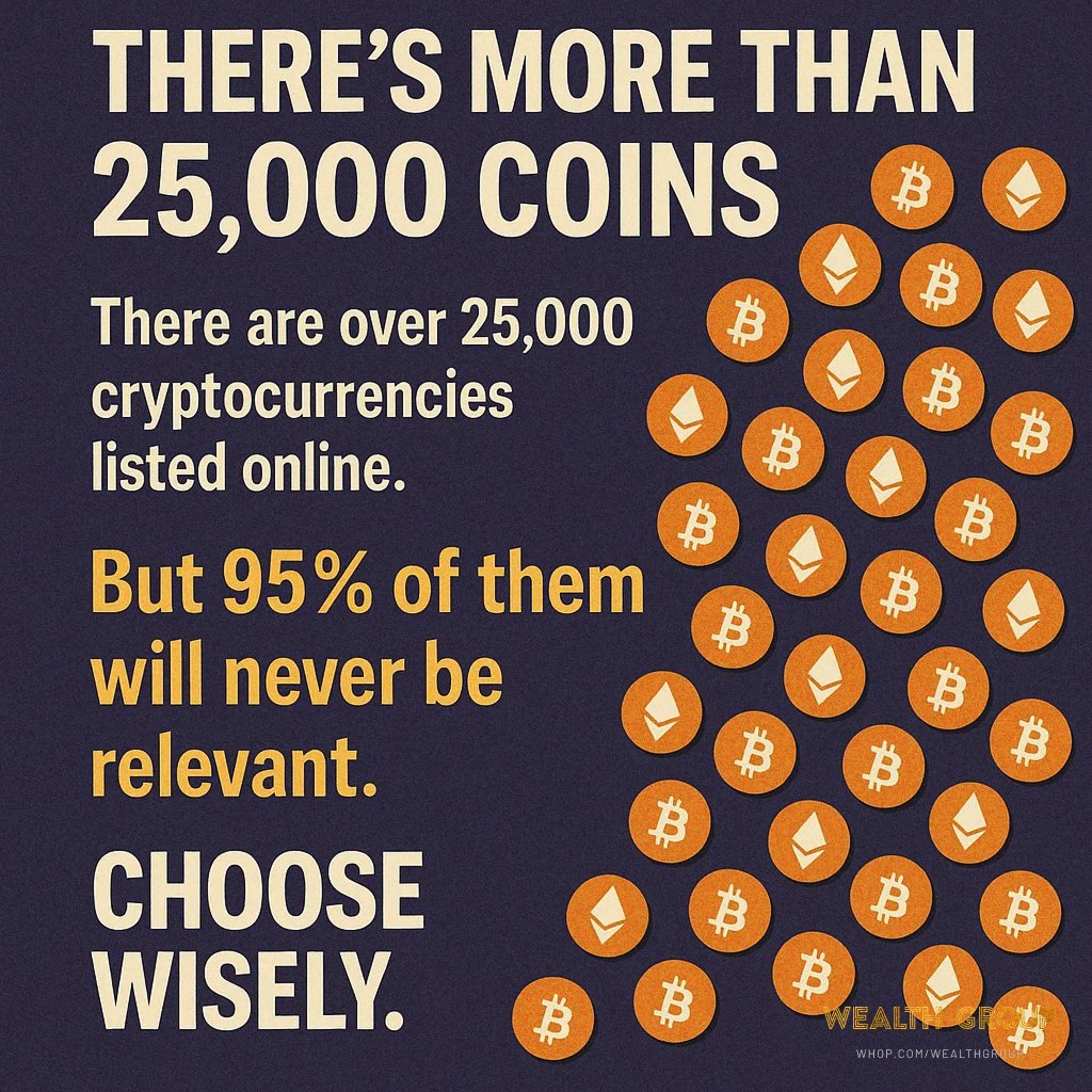 WealthGroup's tweet image. Did you know there are over 25,000 cryptocurrencies out there? 🤯
Choose your investments wisely. 🧩📈