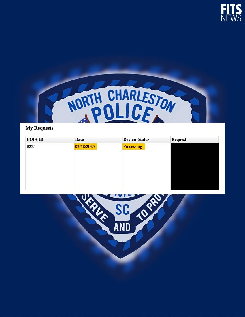 RealAndyFancher's tweet image. 🚨 WHAT IS NORTH CHARLESTON HIDING ⁉️
📍 North Charleston, South Carolina
It’s been nearly 16 weeks since @FITSNews submitted a Freedom of Information Act (#FOIA) request to the North Charleston Police Department (@NCPD) — seeking records from a traffic stop flagged by sources…